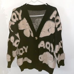 Animal print cardigan sweater